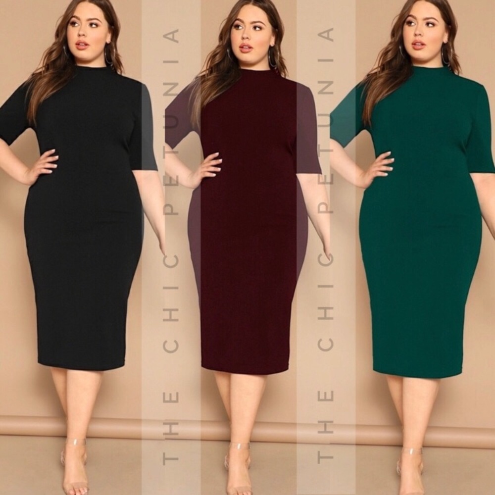 ✨JUST IN!✨SALE!!!✨LAST 2!!✨NEW! 5⭐️CHIC PLUS! S/S PENCIL MIDI DRESS